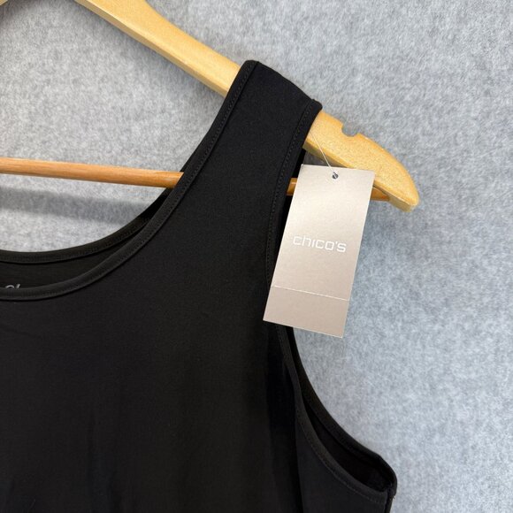 Chicos Womens Black Scoop Neck Tank Top Sleeveless Stretch Size 2 US‎ Large NWT - Picture 3 of 11